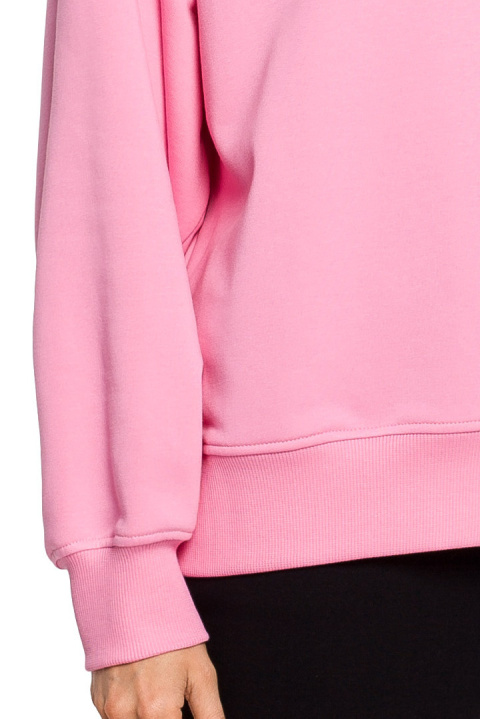 Bluza damska dzianinowa oversize dresowa z nadrukiem różowa me613 Bluza damska dzianinowa oversize dresowa z nadrukiem różowa me613