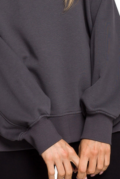 Bluza damska dzianinowa oversize dresowa z nadrukiem stalowa me613 Bluza damska dzianinowa oversize dresowa z nadrukiem stalowa me613
