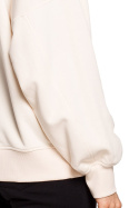 Bluza damska dzianinowa oversize dresowa z nadrukiem waniliowa me613