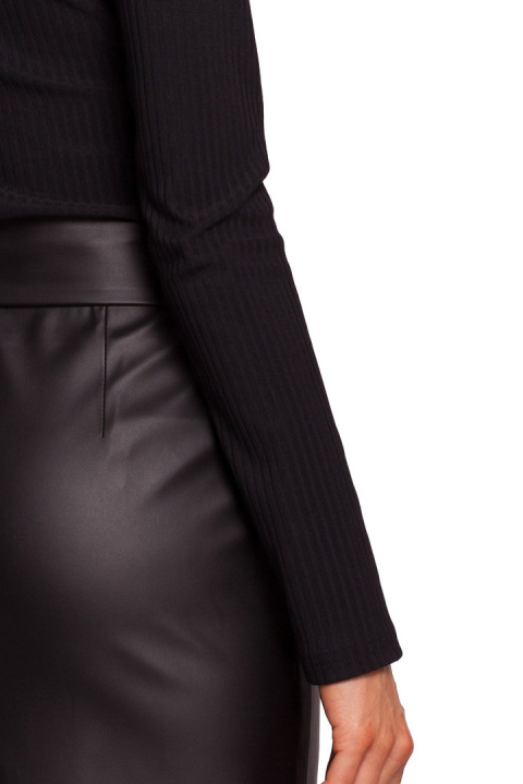 Bluza damska kangurka z kapturem falbanki na rękawach czarna me609 Bluza damska kangurka z kapturem falbanki na rękawach czarna me609