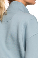 Bluza damska luźna rozpinana z kołnierzem i gumą agawa me616