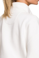 Bluza damska luźna rozpinana z kołnierzem i gumą ecru me616