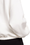 Bluza damska luźna rozpinana z kołnierzem i gumą ecru me616