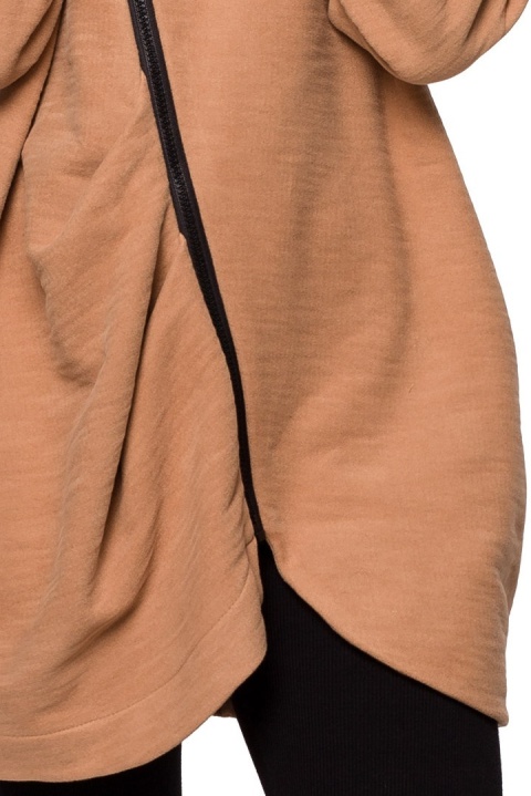 Bluza damska oversize długa rozpinana z kapturem cynamonowa B203 Bluza damska oversize długa rozpinana z kapturem cynamonowa B203