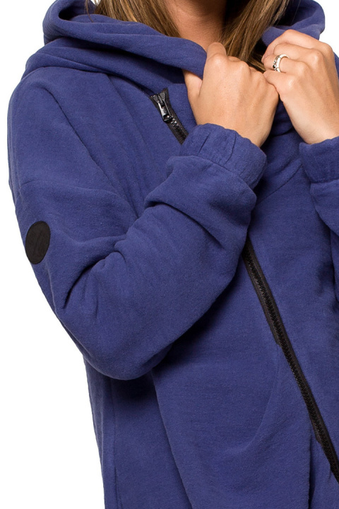 Bluza damska oversize długa rozpinana z kapturem indygo B203 Bluza damska oversize długa rozpinana z kapturem indygo B203
