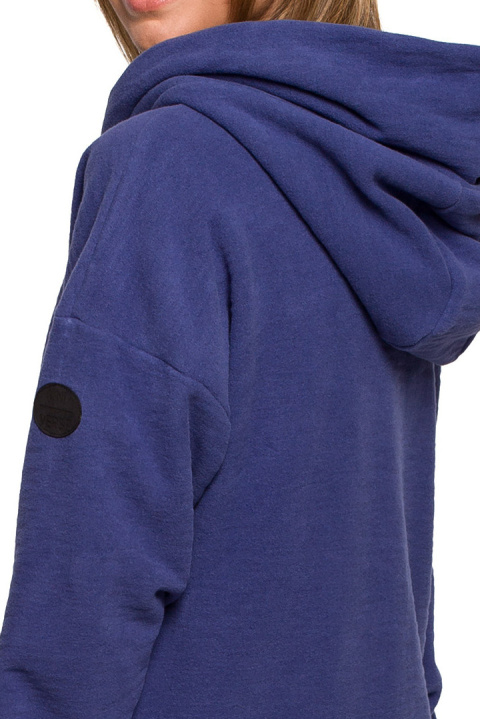 Bluza damska oversize długa rozpinana z kapturem indygo B203 Bluza damska oversize długa rozpinana z kapturem indygo B203