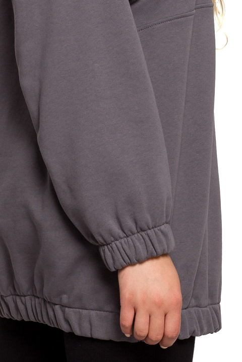Bluza damska oversize długa z gumką i kieszenią antracytowa B202 Bluza damska oversize długa z gumką i kieszenią antracytowa B202