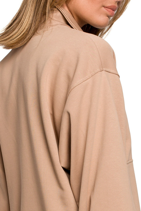 Bluza damska oversize długa z gumką i kieszenią orzechowa B202 Bluza damska oversize długa z gumką i kieszenią orzechowa B202
