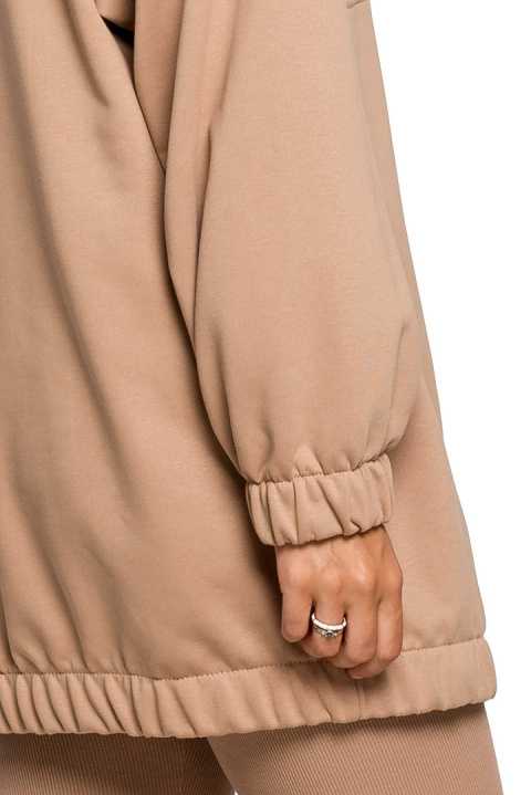 Bluza damska oversize długa z gumką i kieszenią orzechowa B202 Bluza damska oversize długa z gumką i kieszenią orzechowa B202