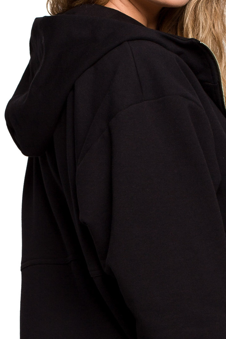 Bluza damska rozpinana kangurka dresowa z kapturem czarna B199