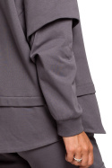 Bluza damska warstwowa ze ściagaczem dzianinowa antracytowa B205