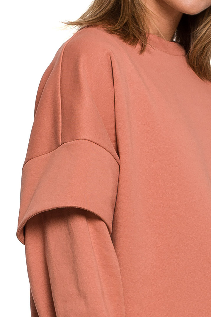 Bluza damska warstwowa ze ściagaczem dzianinowa ceglasta B205 Bluza damska warstwowa ze ściagaczem dzianinowa ceglasta B205
