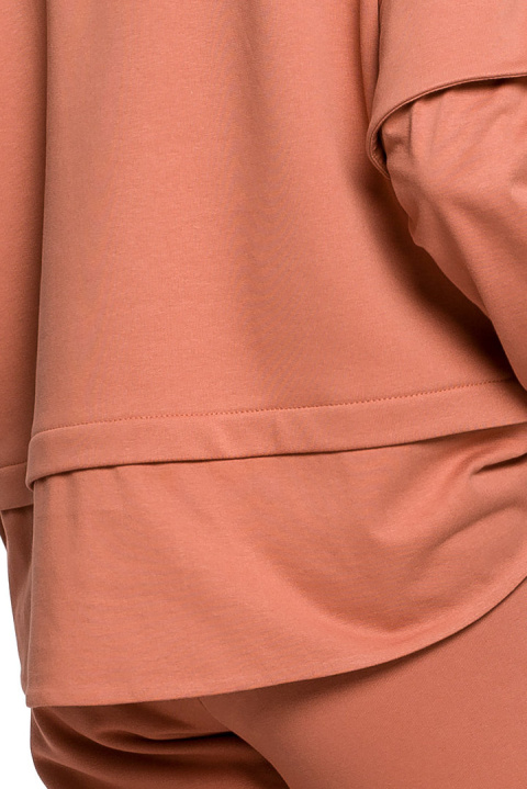 Bluza damska warstwowa ze ściagaczem dzianinowa ceglasta B205 Bluza damska warstwowa ze ściagaczem dzianinowa ceglasta B205