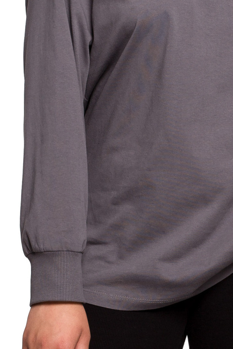 Bluzka damska longsleeve oversize z nadrukiem antracytowa B212 Bluzka damska longsleeve oversize z nadrukiem antracytowa B212