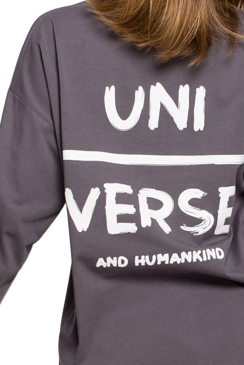 Bluzka damska longsleeve oversize z nadrukiem antracytowa B212 Bluzka damska longsleeve oversize z nadrukiem antracytowa B212