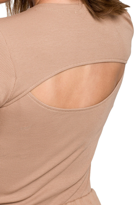Body prążkowane dopasowane długi rękaw i rozcięcie orzechowe B209 Body prążkowane dopasowane długi rękaw i rozcięcie orzechowe B209