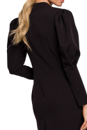 Elegancka sukienka żakietowa mini zapinana długi rękaw czarna me604