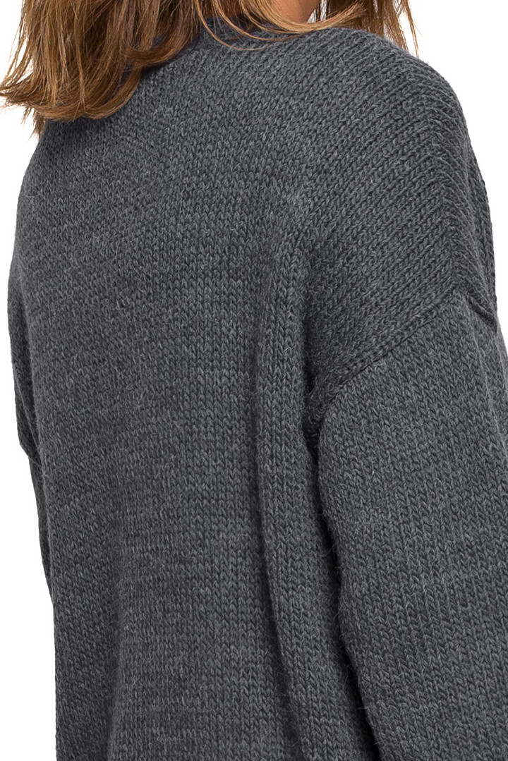 Kardigan damski krótki oversize zapinany na guziki antracytowy BK074 Kardigan damski krótki oversize zapinany na guziki antracytowy BK074