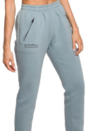 Spodnie damskie dresowe joggery dzianinowe z gumą agawa me617