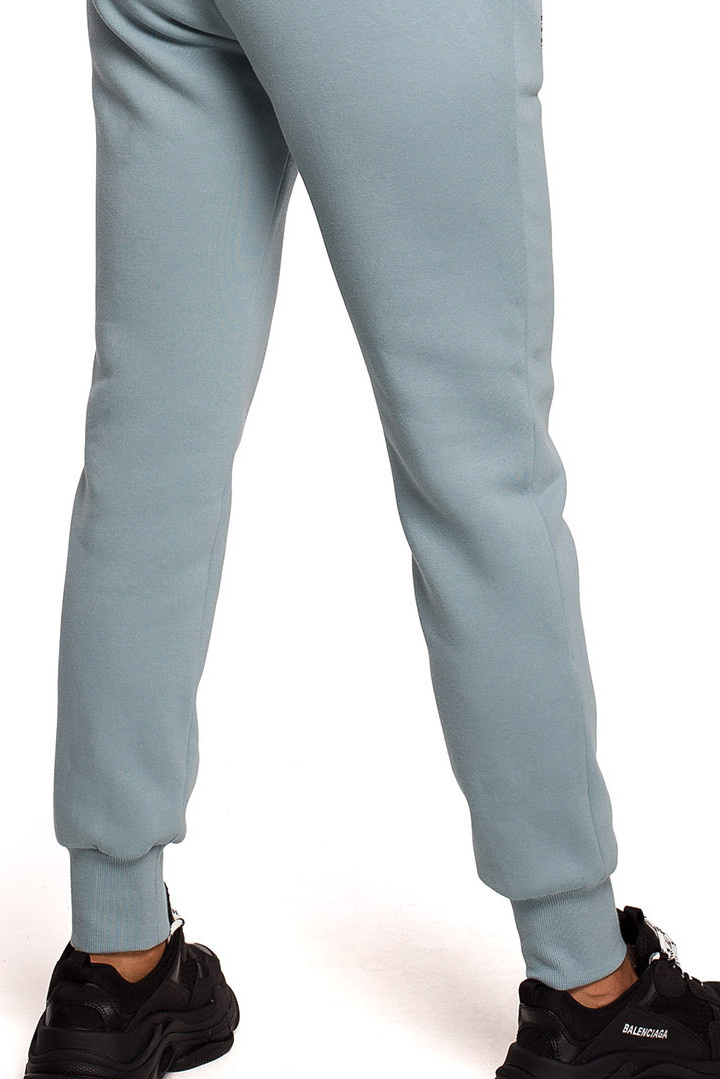 Spodnie damskie dresowe joggery dzianinowe z gumą agawa me617