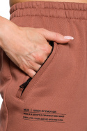 Spodnie damskie dresowe joggery dzianinowe z gumą marsala me617