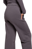 Spodnie damskie dresowe z szerokimi nogawkami i gumką antracytowe B200