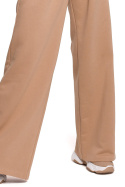 Spodnie damskie dresowe z szerokimi nogawkami i gumką orzechowe B200