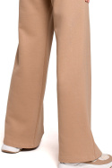 Spodnie damskie dresowe z szerokimi nogawkami i gumką orzechowe B200
