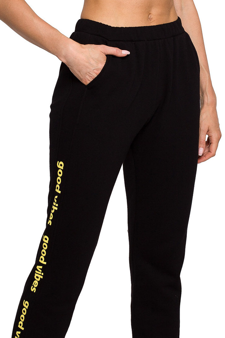 Spodnie damskie joggery dresowe dzianinowe z gumką czarne me621 Spodnie damskie joggery dresowe dzianinowe z gumką czarne me621