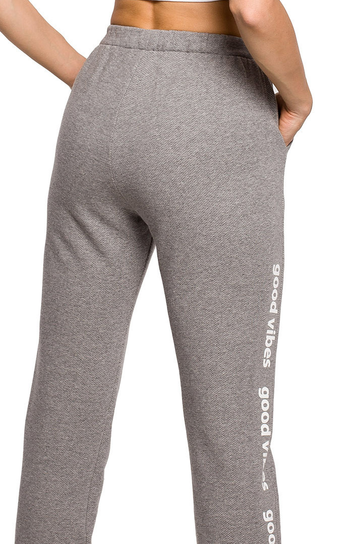 Spodnie damskie joggery dresowe dzianinowe z gumką szare me621