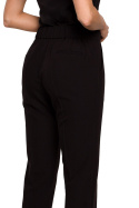 Spodnie damskie z prostymi nogawkami w kant czarne me603