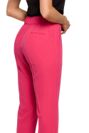 Spodnie damskie z prostymi nogawkami w kant różowe me603