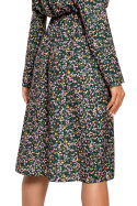 Sukienka midi w kwiaty rozkloszowana z rozcięciem na nogę m2 me607
