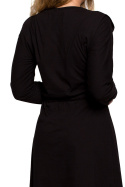 Sukienka rozkloszowana midi wiązana z długim rękawem czarna B208
