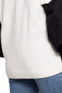 Sweter damski bezrękawnik luźny z dekoltem V ecru BK076