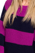 Sweter damski krótki w pasy szerokie rękawy luźny splot m2 me632