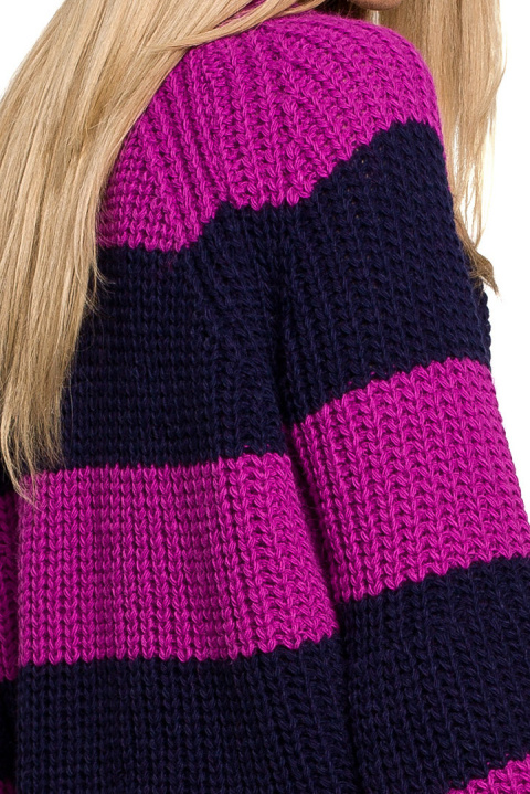 Sweter damski krótki w pasy szerokie rękawy luźny splot m2 me632 Sweter damski krótki w pasy szerokie rękawy luźny splot m2 me632