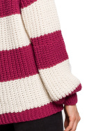 Sweter damski krótki w pasy szerokie rękawy luźny splot m3 me632