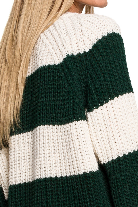 Sweter damski krótki w pasy szerokie rękawy luźny splot m4 me632 Sweter damski krótki w pasy szerokie rękawy luźny splot m4 me632
