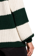 Sweter damski krótki w pasy szerokie rękawy luźny splot m4 me632