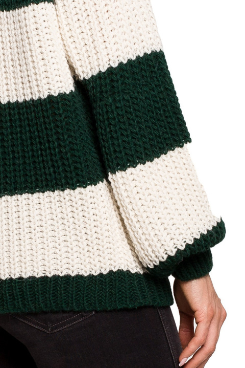 Sweter damski krótki w pasy szerokie rękawy luźny splot m4 me632 Sweter damski krótki w pasy szerokie rękawy luźny splot m4 me632