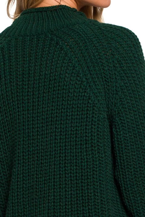 Sweter damski krótki z golfem gruby splot zielony me630 Sweter damski krótki z golfem gruby splot zielony me630