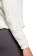 Sweter damski oversize klasyczny do bioder dekolt V ecru BK075