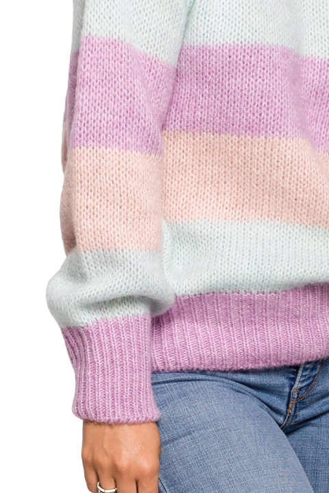 Sweter damski w kolorowe paski do bioder wielokolorowy m1 BK071 Sweter damski w kolorowe paski do bioder wielokolorowy m1 BK071