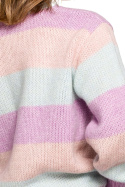 Sweter damski w kolorowe paski do bioder wielokolorowy m1 BK071