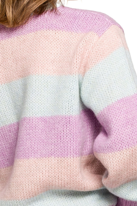 Sweter damski w kolorowe paski do bioder wielokolorowy m1 BK071 Sweter damski w kolorowe paski do bioder wielokolorowy m1 BK071