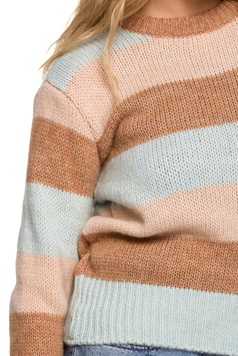 Sweter damski w kolorowe paski do bioder wielokolorowy m2 BK071 Sweter damski w kolorowe paski do bioder wielokolorowy m2 BK071