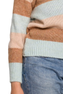 Sweter damski w kolorowe paski do bioder wielokolorowy m2 BK071