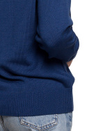 Sweter damski z kapturem do bioder fason bluzy ściągacz granatowy BK073