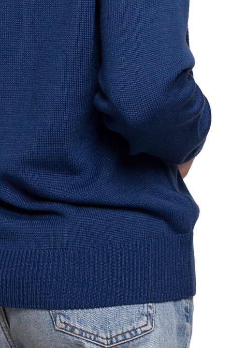Sweter damski z kapturem do bioder fason bluzy ściągacz granatowy BK073 Sweter damski z kapturem do bioder fason bluzy ściągacz granatowy BK073